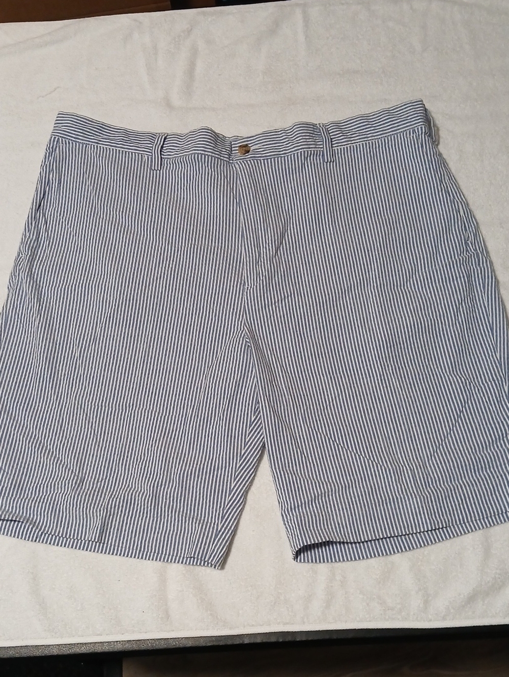 Polo by Ralph Lauren Navy & White Striped Flat Front Shorts